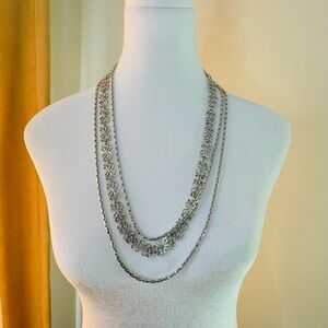 Beautiful vintage Monet silver tone layered chain necklace. Excellent condition!